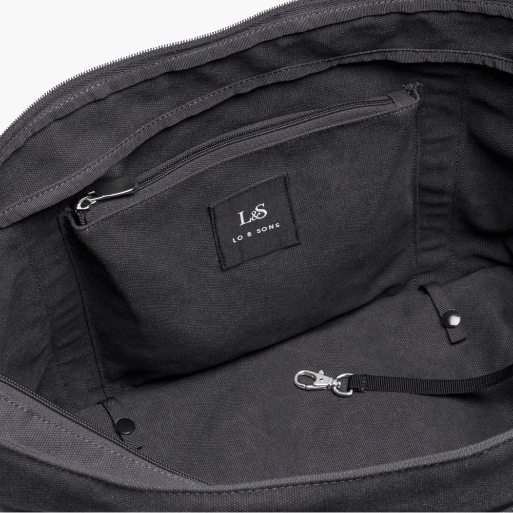 Lo & Sons Catalina Deluxe Tote Midnight Ash Eco Friendly Canvas Weekender Bag - Picture 8 of 12